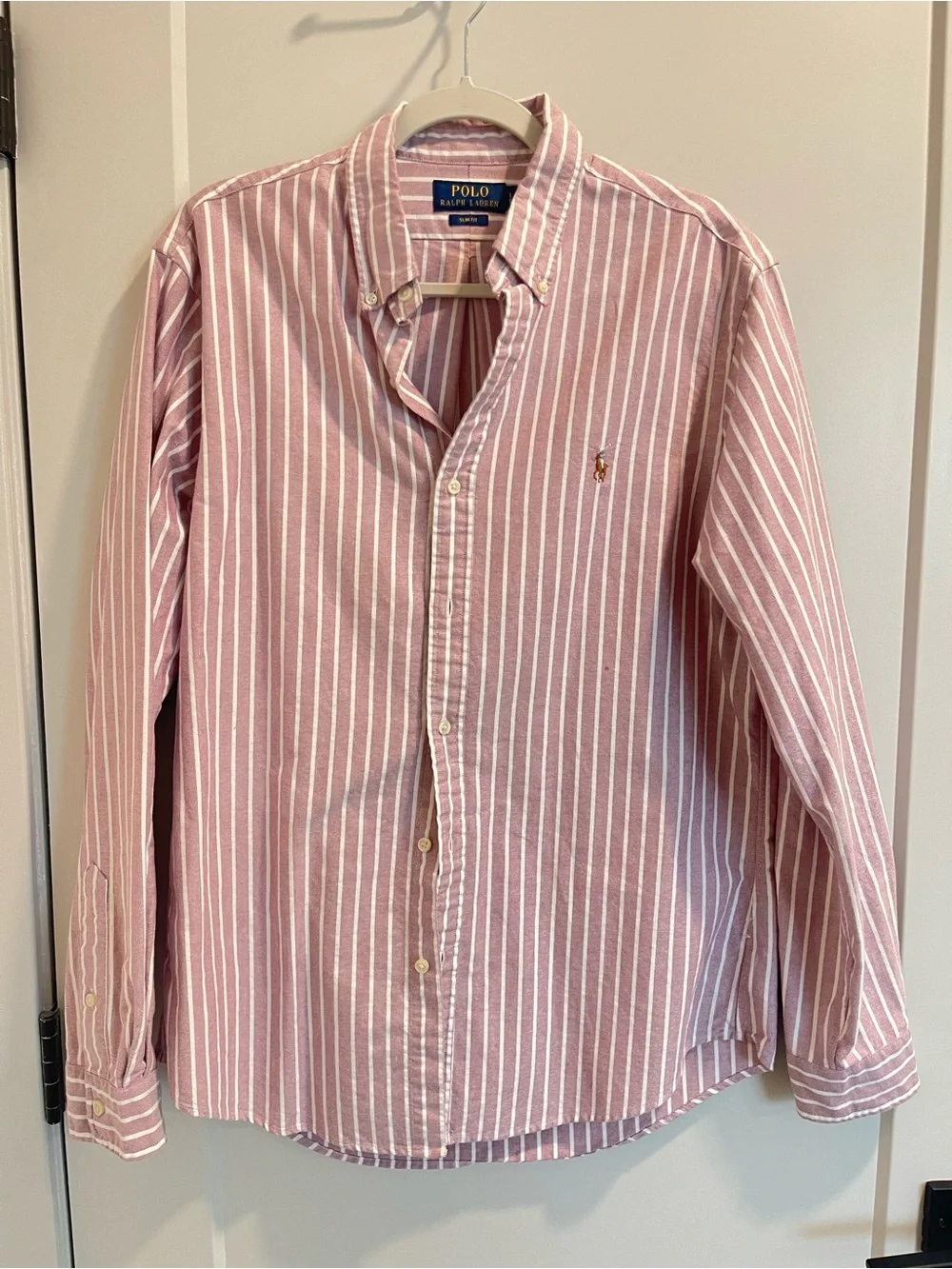 Polo by Ralph Lauren Pink and White Striped Button-Down Shirt